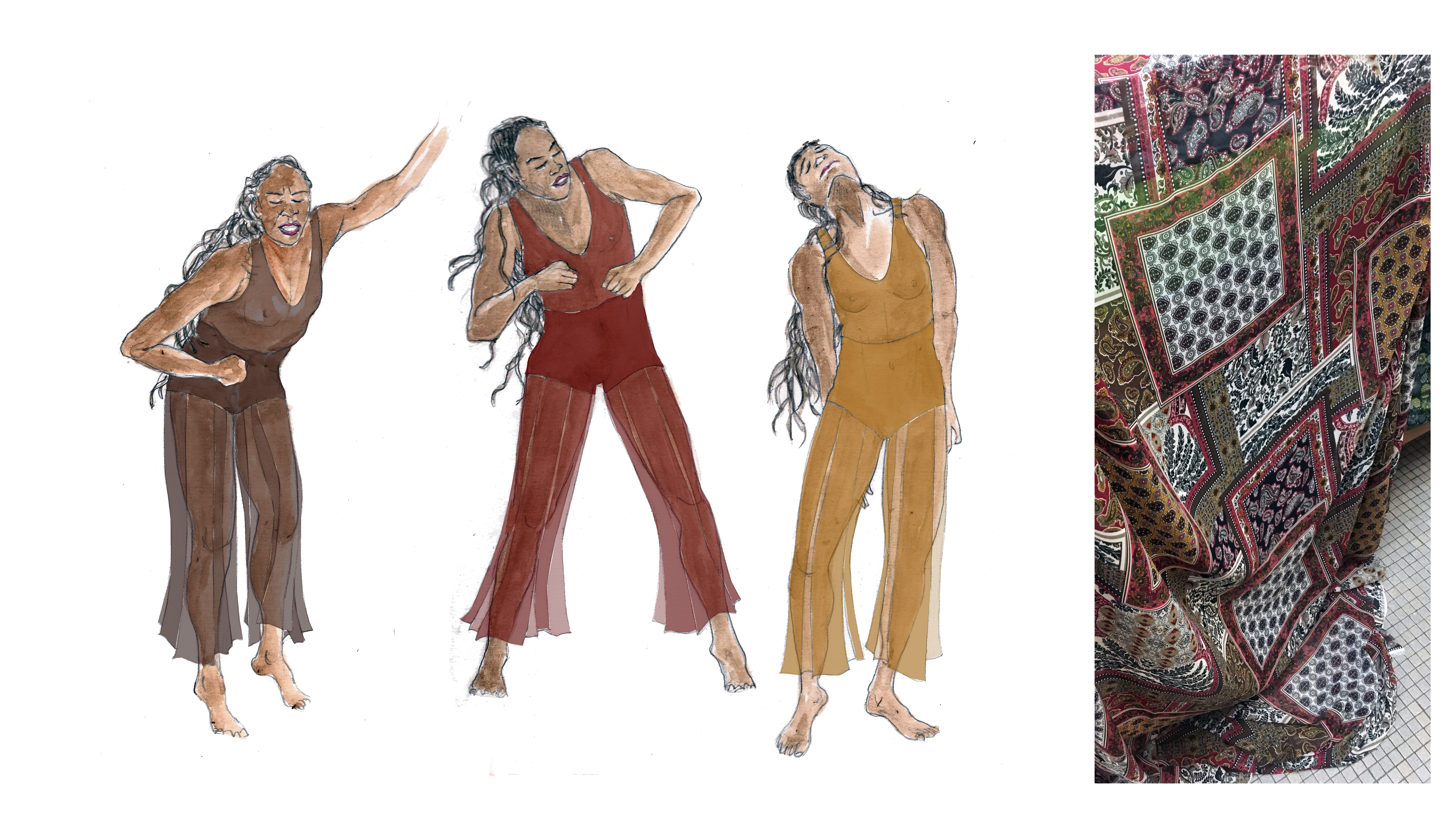 Maquette costume femme rouge